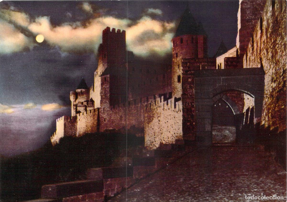 Postales: Postal Carcassonne Francia, Murallas de la Cit&eacute;, Vista Nocturna Iluminada