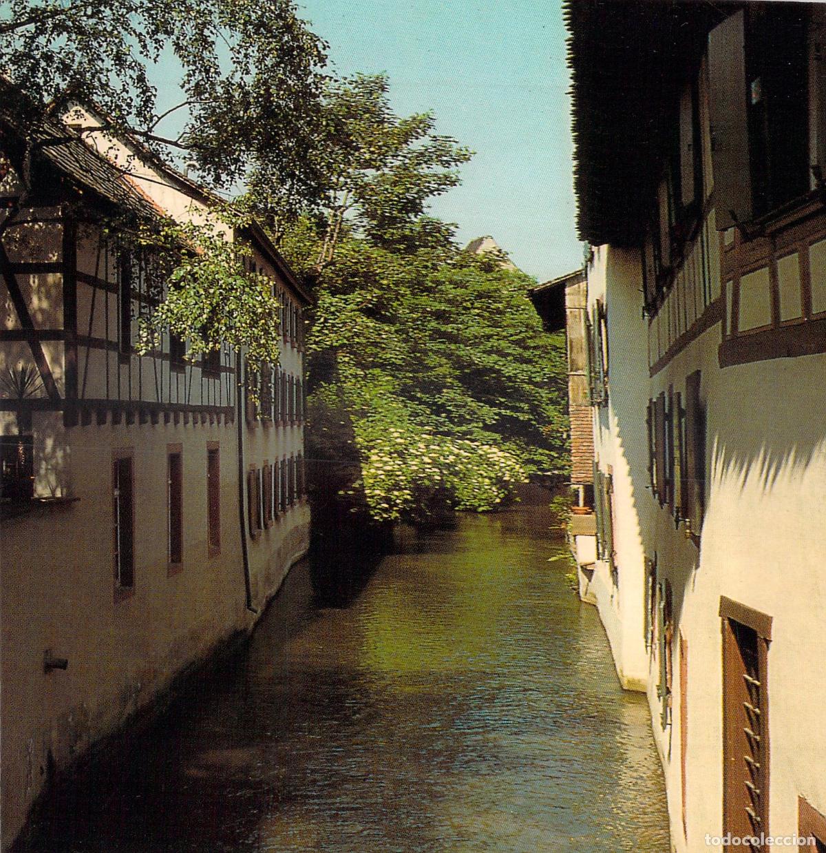 Postkarten: Postal BASEL, Suiza - St. Alban-Teich, casas hist&oacute;ricas y canal