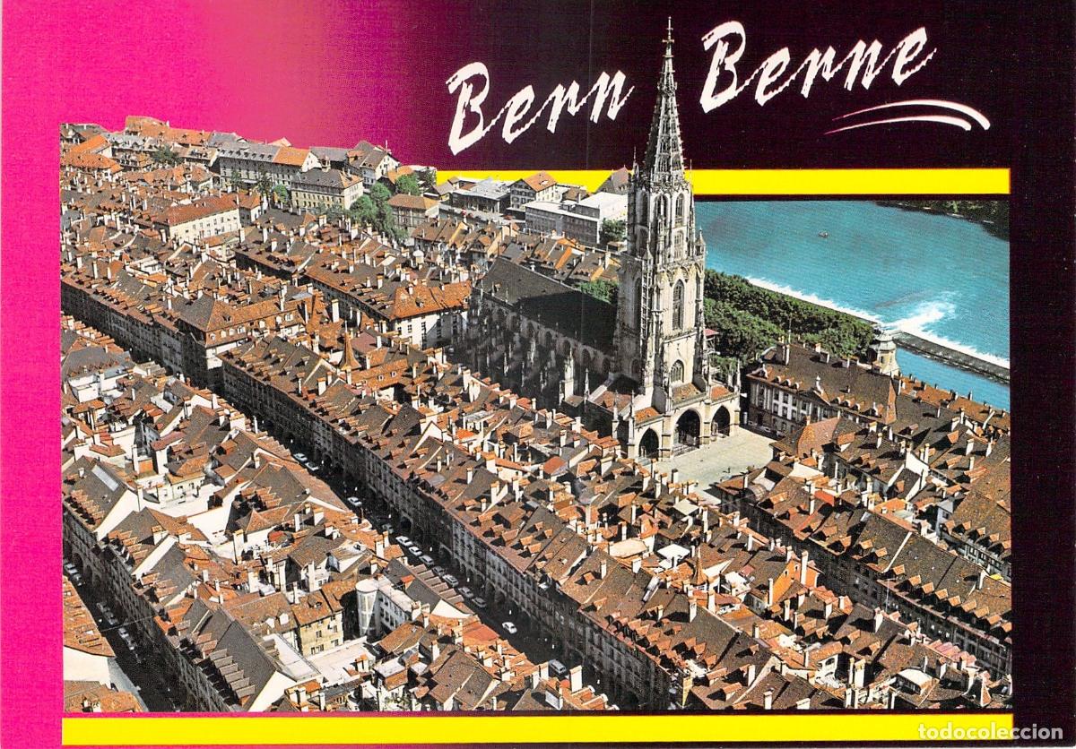 Postales: Postal de Berna Suiza - Vista A&eacute;rea del Casco Antiguo, M&uuml;nster y R&iacute;o Aare