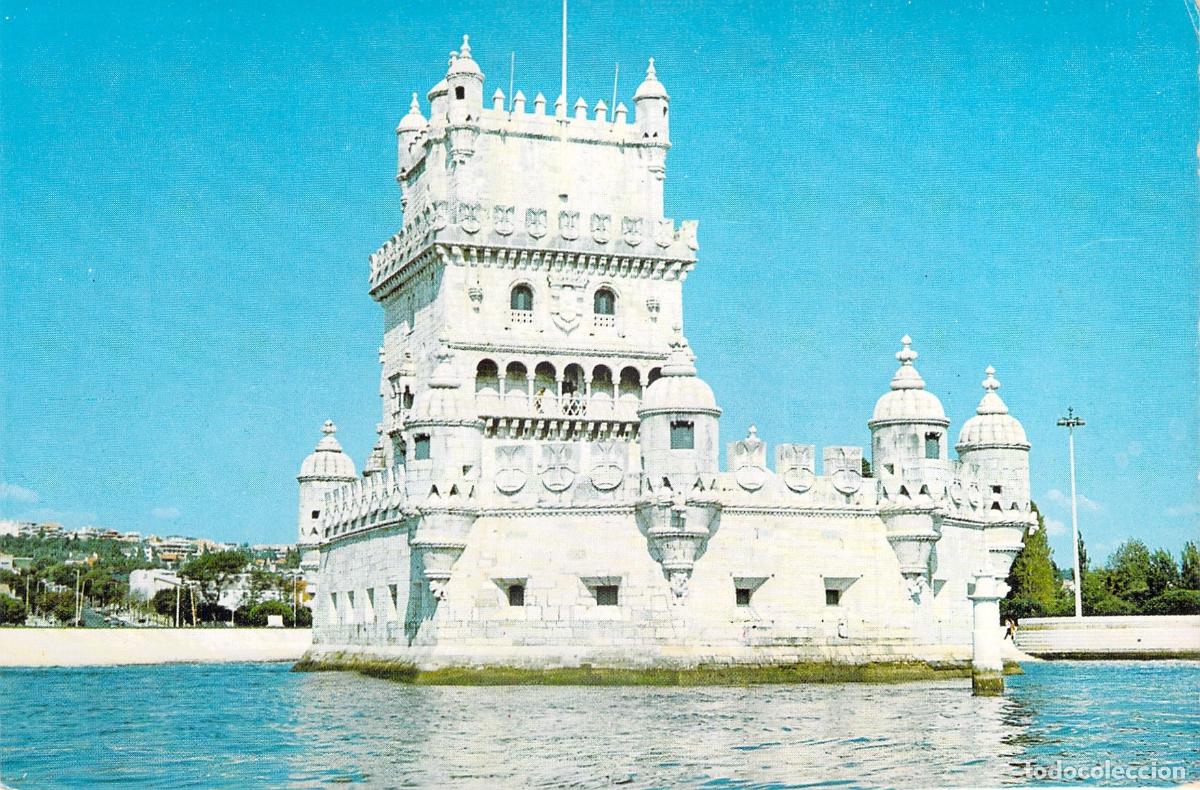 Postais: Postal Torre de Bel&eacute;m Lisboa Portugal Color Vista Arquitectura R&iacute;o Tajo