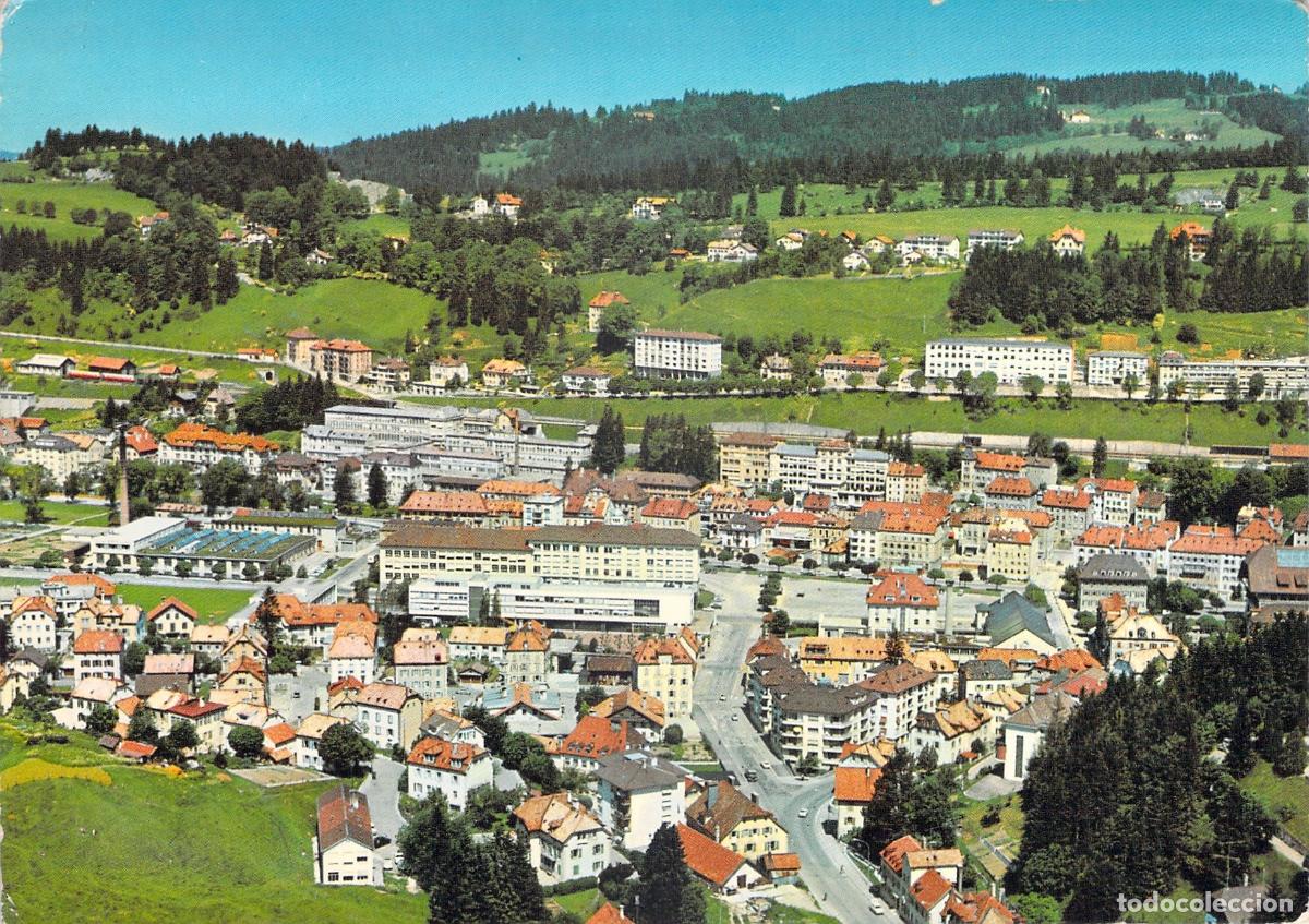 Cartoline: Postal Le Locle, Suiza. Vista Panor&aacute;mica del Pueblo y Monta&ntilde;as Jura.
