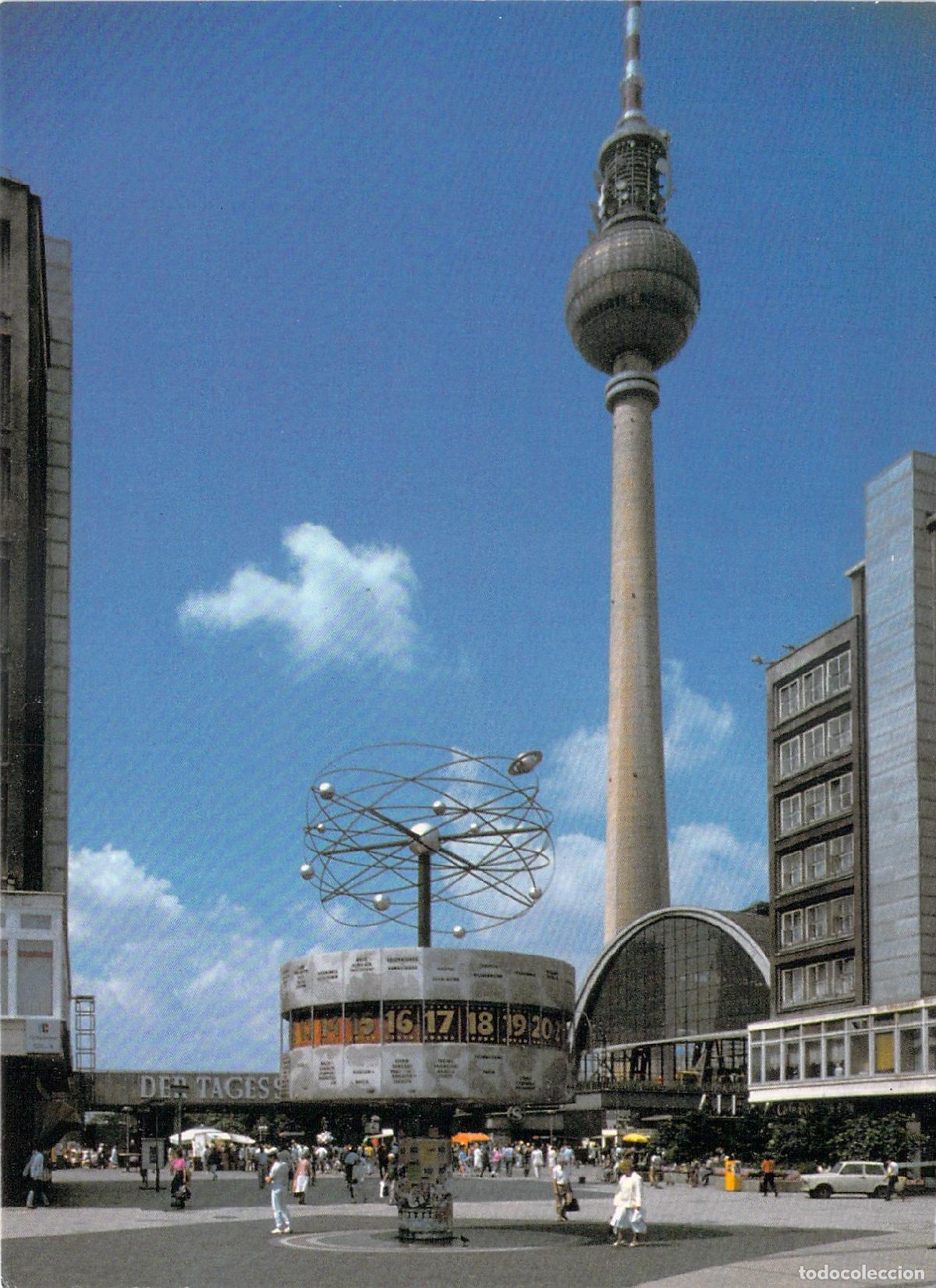 Cartoline: Postal Berl&iacute;n Alexanderplatz Torre Televisi&oacute;n y Reloj Mundial Urania