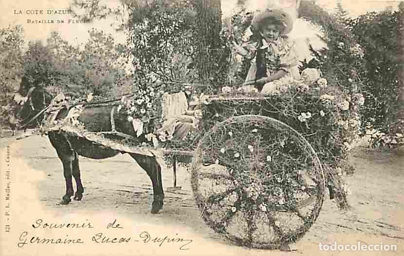 Postales: France - 06 - Alpes Maritimes - La Cote d'Azur - Bataille de Fleurs - Anim&eacute;e - Folklore - Ane - CPA