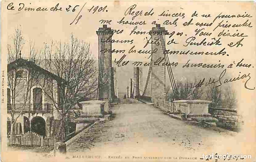 Postkarten: France - 13 - Mallemort - Entr&eacute;e du Pont suspendu sur la Durance - CPA - Voir Scans Recto-Verso
