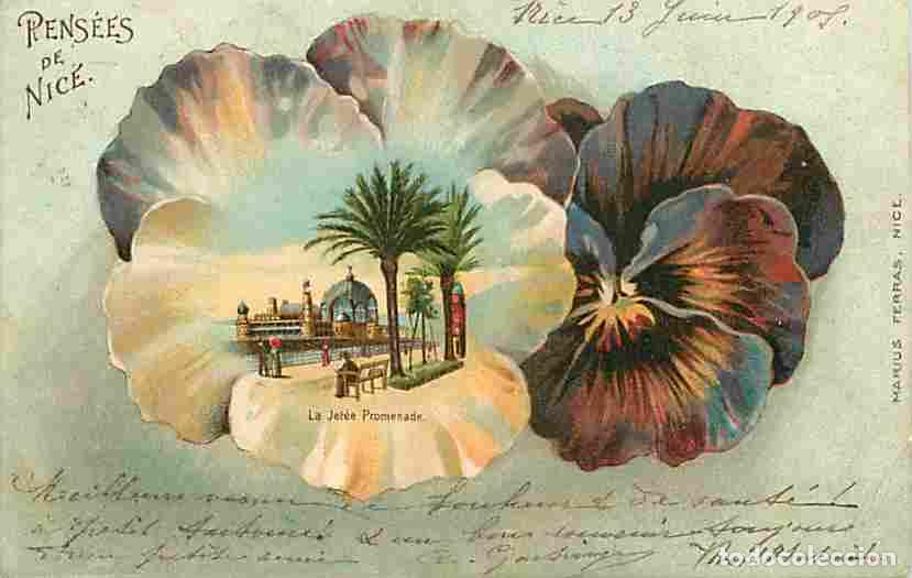 Postales: France - 06 - Nice - Pens&eacute;es de Nice - La Jet&eacute;e Promenade - Coloris&eacute;e - CPA - Voir Scans Recto-Verso