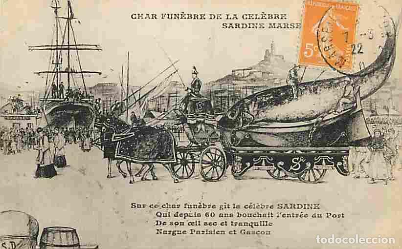 Cartes Postales: France - 13 - Marseille - Char Fun&egrave;bre de la C&eacute;l&egrave;bre Sardine Marseillaise - CPA - Voir Scans Recto-V