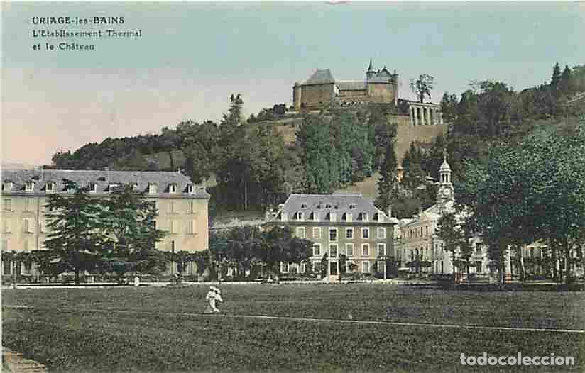 Postales: France - 38 - Uriage les Bains - L'Etablissement Thermal et le Ch&acirc;teau - Coloris&eacute;e - CPA - Voir Scan