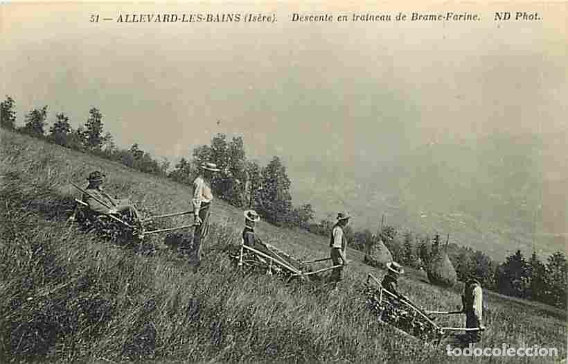 Postais: France - 38 - Allevard les Bains - Descente en traineau de Brame Farine - Anim&eacute;e - CPA - Voir Scans