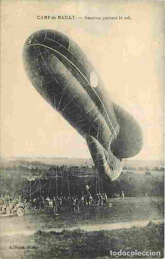 Postais: France - 10 - Mailly le Camp - Saucisse quittant le sol - Anim&eacute;e - Militaria - Dirigeable - CPA - Vo
