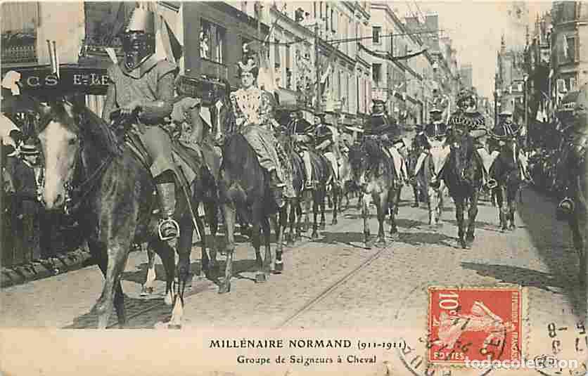 Postkarten: France - 76 - Seine Maritime - Mill&eacute;maire Normand - 911-1911 - Groupe de Seigneurs &agrave; Cheval - Anim&eacute;e
