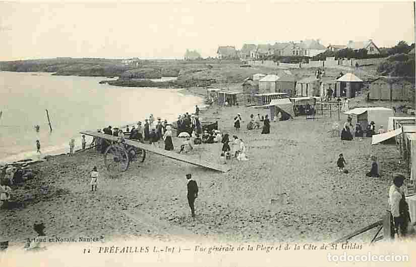 Cartoline: France - 44 - Pr&eacute;failles - Vue G&eacute;n&eacute;rale de la Plage et de la Cote de St Gildas - Anim&eacute;e - CPA - Voir