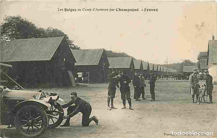 Cartoline: France - 72 - Champagn&eacute; - Les Belges au Camp d'Auvours par Champagn&eacute; - Anim&eacute;e - Automobiles - Milita