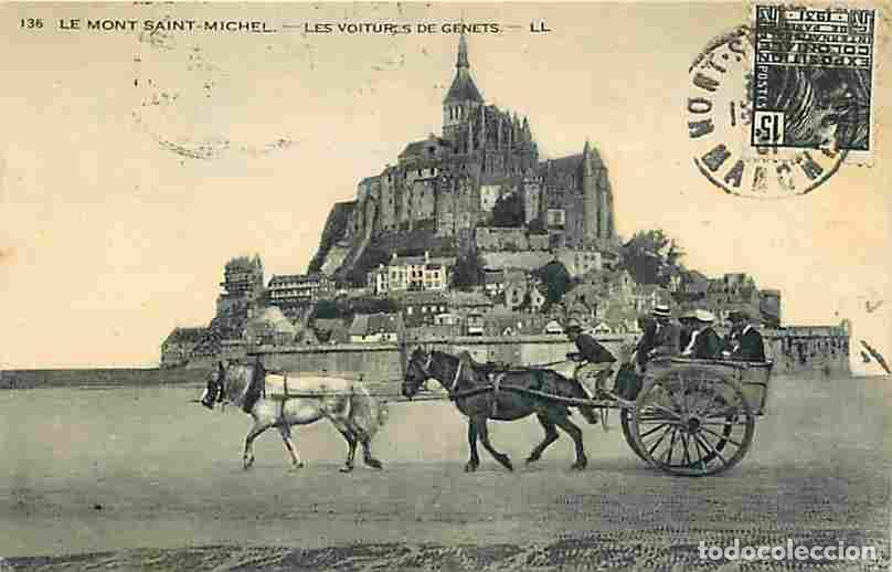 Cartoline: France - 50 - Mont Saint Michel - Les Voitures de Genets - Anim&eacute;e - Chevaux - CPA - Voir Scans Recto