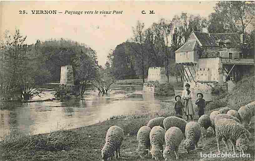 Postkarten: France - 27 - Vernon - Paysage vers le vieux Pont - Anim&eacute;e - Moutons - CPA - Voir Scans Recto-Verso