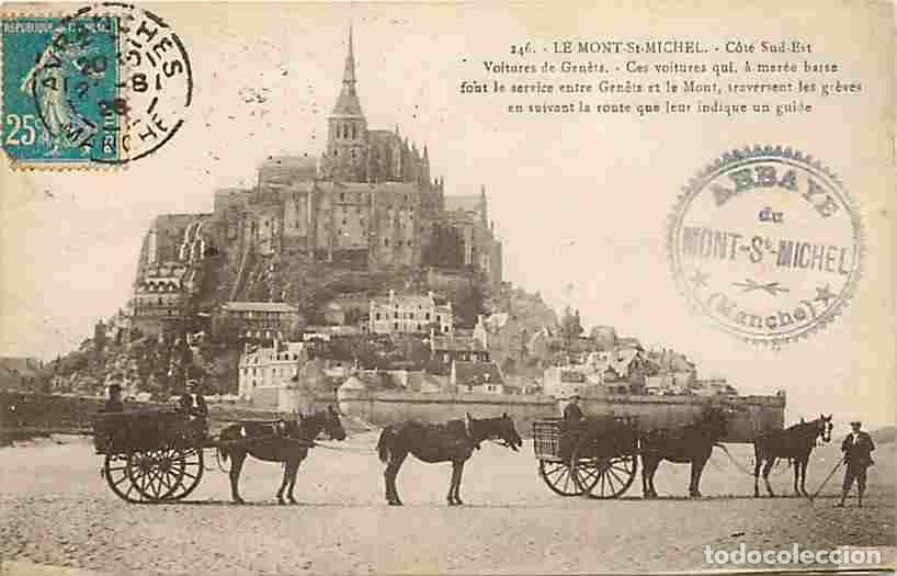 Postkarten: France - 50 - Mont Saint Michel - Cot&eacute; Sud-Est - Voitures de Genets - Anim&eacute;e - Chevaux - CPA - Oblit