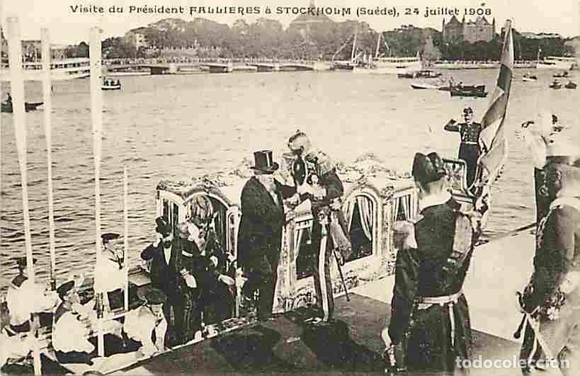 Postkarten: Su&egrave;de - Visite du Pr&eacute;sident Fallieres &agrave; Stockholm - 24 Juillet 1908 - Anim&eacute;e - Correspondance - CPA