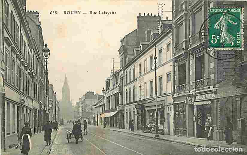 Postkarten: France - 76 - Rouen - Rue Lafayette - Anim&eacute;e - Etat Coin Sup&eacute;rieur Gauche l&eacute;g&egrave;rement pli&eacute; - CPA - Vo