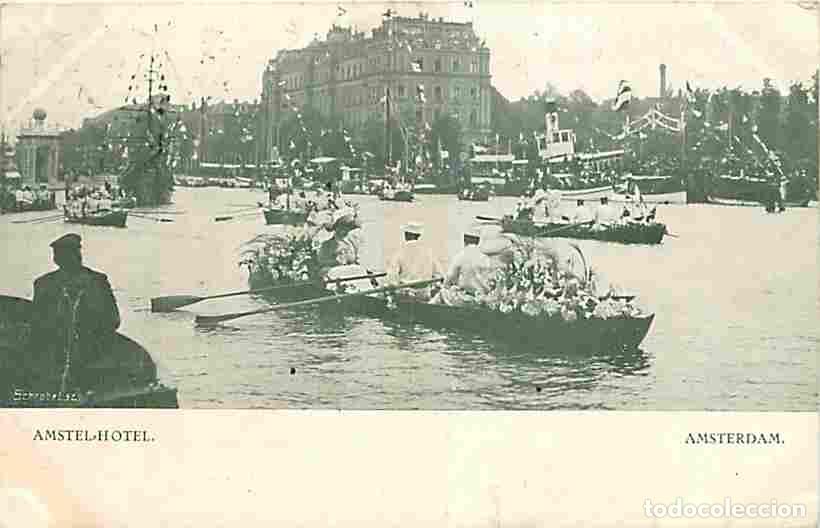 Postales: Pays Bas - Amsterdam - Amstel-Hotel - Anim&eacute;e - CPA - Etat froissures visibles - Voir Scans Recto-Ver