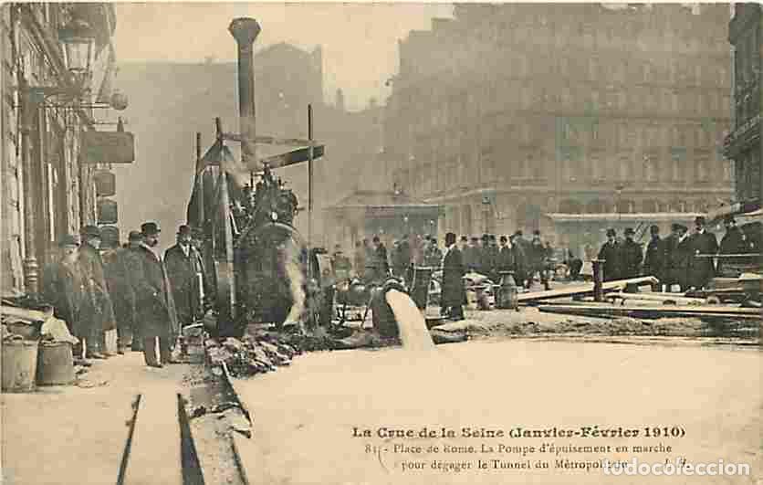 Postales: France - 75 - Paris - La Grande Crue de la Seine de 1910 - Place de Rome - La Pompe d'&eacute;puisement en