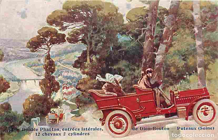 Postales: France - 92 - Puteaux - Double Phaeton entr&eacute;es lat&eacute;rales de Dion-Bouton - Automobiles - Coloris&eacute;e -