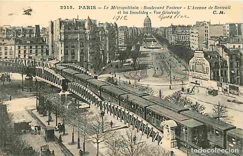 Postais: France - 75 - Paris - Le M&eacute;tropolitain - Boulevard Pasteur - L'Avenue de Breteuil - Anim&eacute;e - Trains
