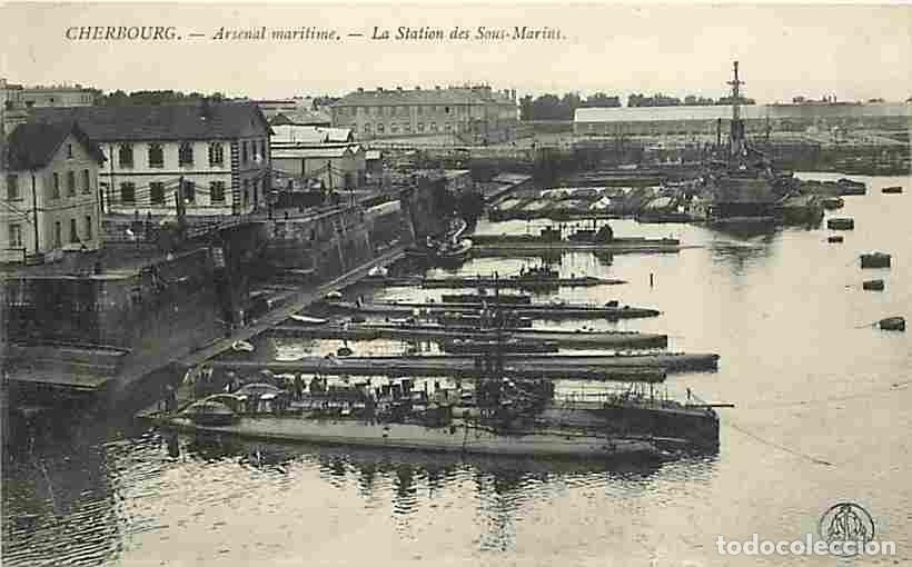 Cartes Postales: France - 50 - Cherbourg - Arsenal Maritime - La Station des Sous-Marins - Anim&eacute;e - Militaria - CPA -