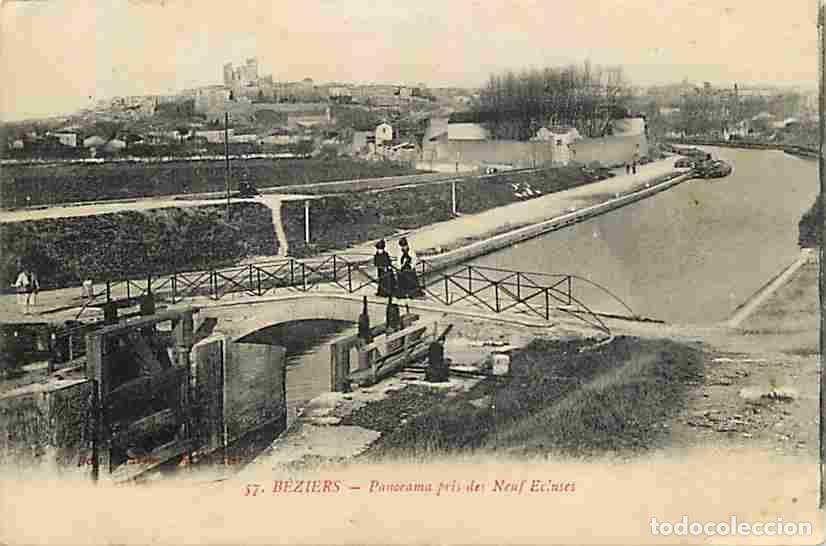 Cartoline: France - 34 - B&eacute;ziers - Panorama pris des Neuf Ecluses - Anim&eacute;e - CPA - Voir Scans Recto-Verso