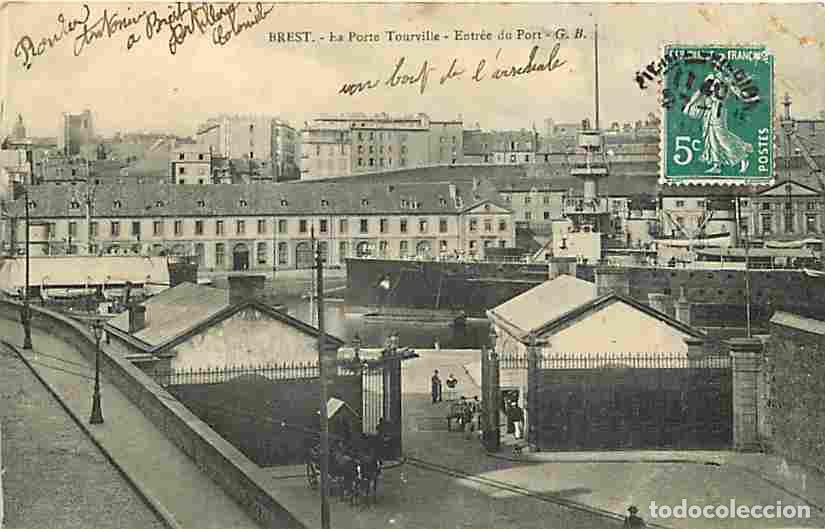 Cartes Postales: France - 29 - Brest - La Porte Tourville - Entr&eacute;e du Port - Anim&eacute;e - Correspondance - CPA - Oblit&eacute;ra