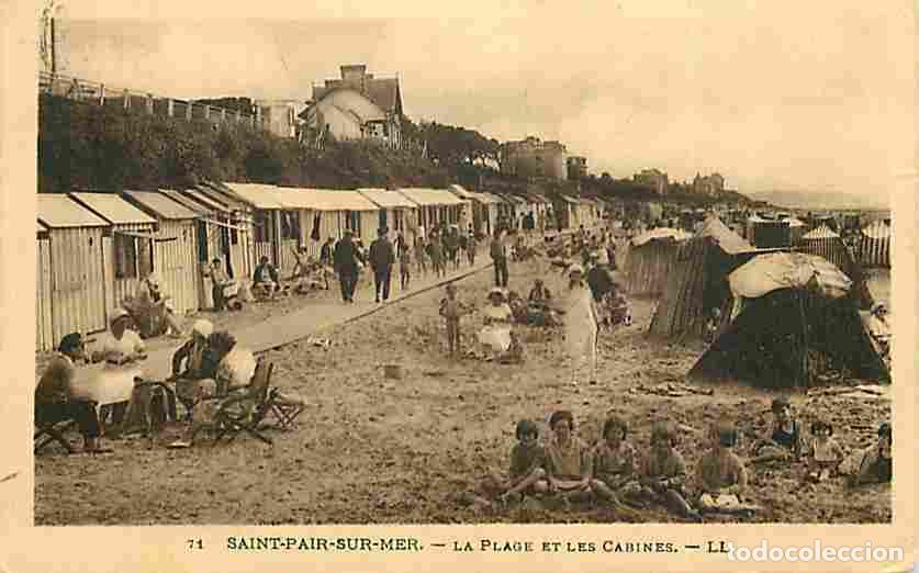 Cartes Postales: France - 50 - Saint Pair sur Mer - La Plage et les Cabines - Anim&eacute;e - CPA - Oblit&eacute;ration ronde de 19