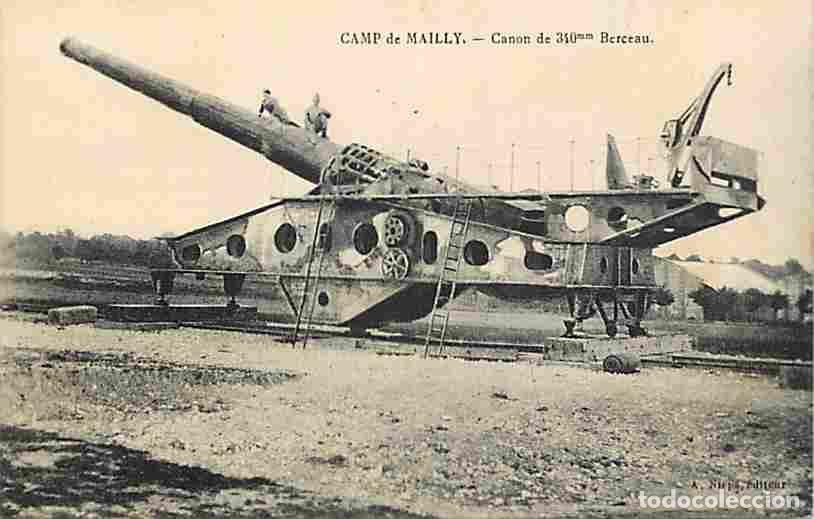Cartoline: France - 10 - Mailly le Camp - Canon de 340 mm Berceau - Anim&eacute;e - Militaria - CPA - Voir Scans Recto