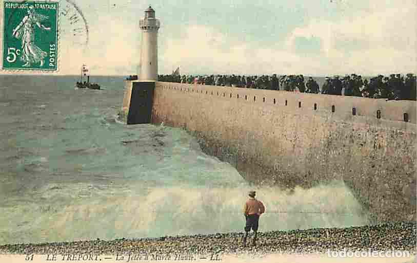 Postcards: France - 76 - Le Tr&eacute;port - La Jet&eacute;e &agrave; Mar&eacute;e Haute - Coloris&eacute;e - CPA - Voir Scans Recto-Verso