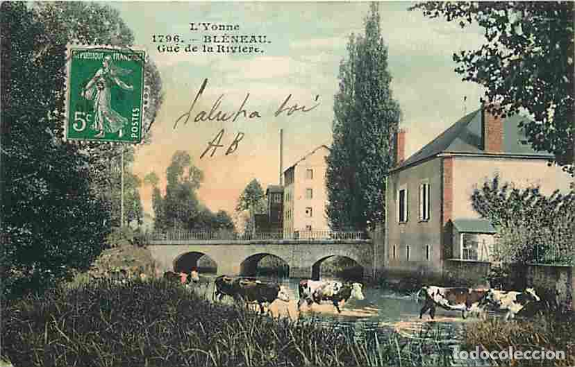Postais: France - 89 - Bl&eacute;neau - Gu&eacute; de la Rivi&egrave;re - Vaches - Coloris&eacute;e - CPA - Voir Scans Recto-Verso