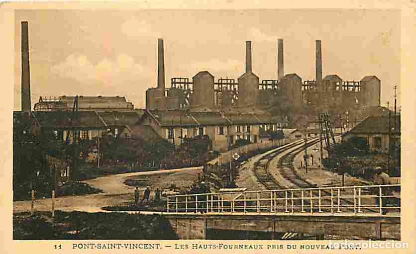 Postkarten: France - 54 - Pont Saint Vincent - Les Hauts Fourneaux pris du Nouveau Port - Anim&eacute;e - Industrie - C