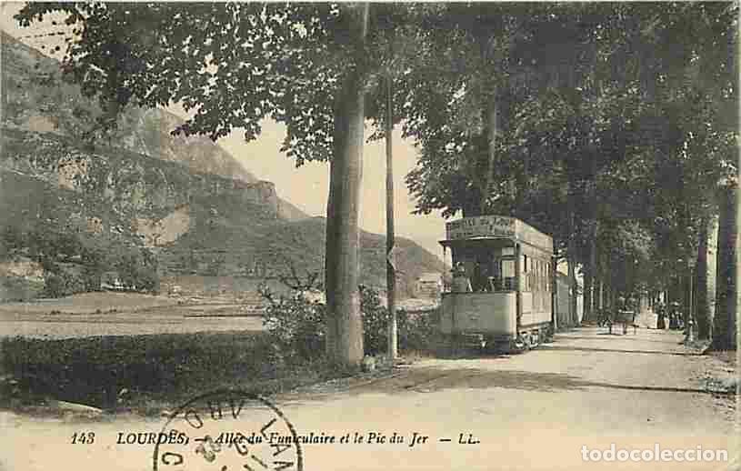 Postkarten: France - 65 - Lourdes - All&eacute;e du Funiculaire et le Pic du Jer - Anim&eacute;e - Trains - Tramways - Corresp