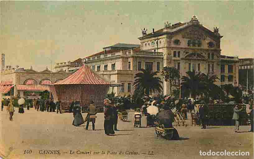Postkarten: France - 06 - Cannes - Le Concert sur la Place du Casino - Anim&eacute;e - Coloris&eacute;e - CPA - Etat l&eacute;ger pli