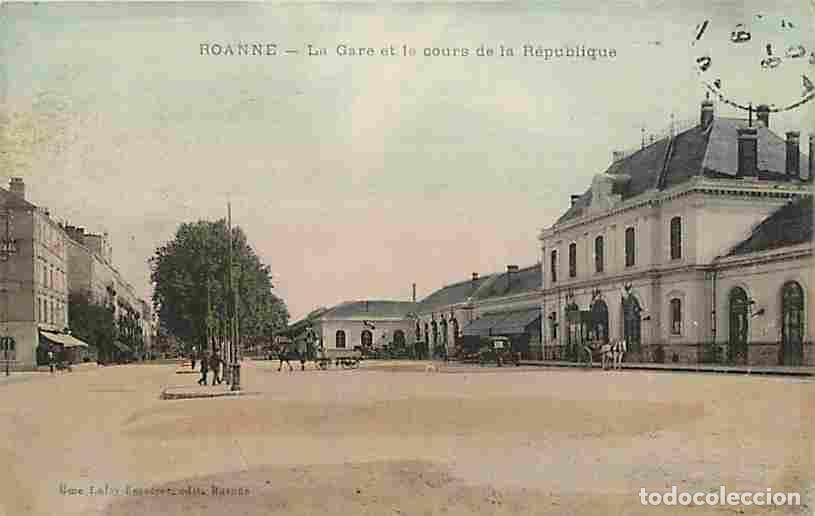 Postkarten: France - 42 - Roanne - La Gare et le Cours de la R&eacute;publique - Anim&eacute;e - Coloris&eacute;e - CPA - Voir Scans