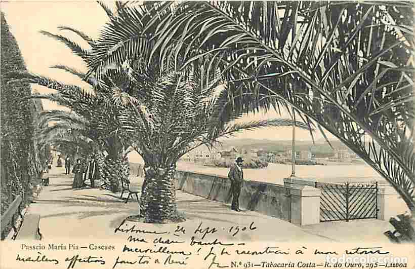 Cartoline: Portugal - Cascaes - Passeio Maria Pia - Anim&eacute;e - Pr&eacute;curseur - CPA - Oblit&eacute;ration ronde de 1906 - Vo