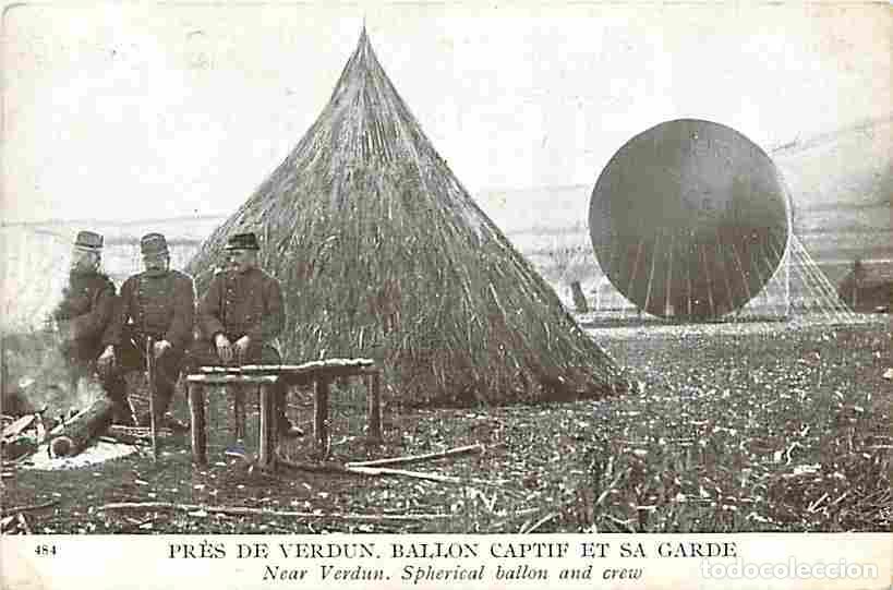 Postais: France - 55 - Verdun - Guerre 1914-1918 - Pr&egrave;s de Verdun - Ballon Captif et sa Garde - Anim&eacute;e - Mili