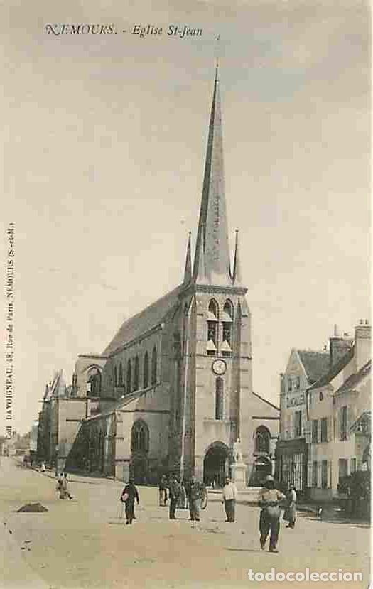 Cartes Postales: France - 77 - Nemours - Eglise Saint Jean - Anim&eacute;e - Coloris&eacute;e - CPA - Voir Scans Recto-Verso