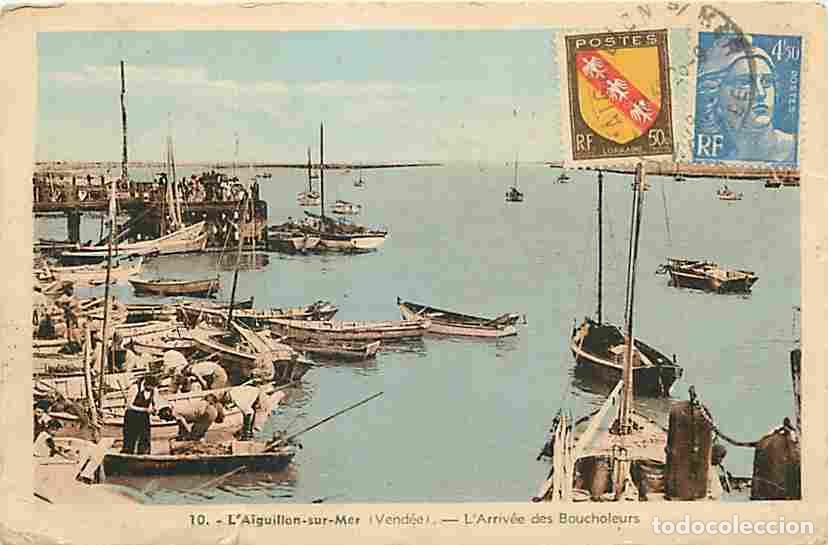 Cartes Postales: France - 85 - L'Aiguillon sur Mer - L'arriv&eacute;e des Boucholeurs - Anim&eacute;e - Coloris&eacute;e - Bateaux - Etat