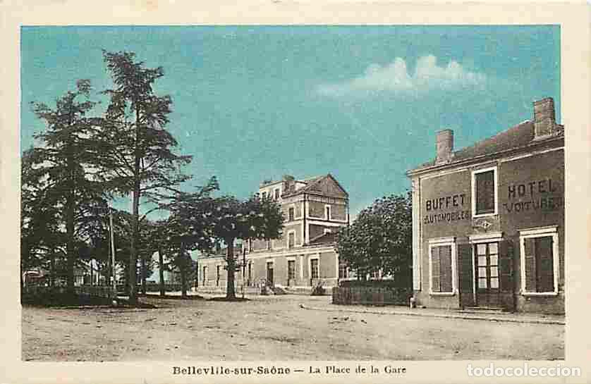 Cartes Postales: France - 69 - Belleville sur Saone - La Place de la Gare - Coloris&eacute;e - CPA - Voir Scans Recto-Verso