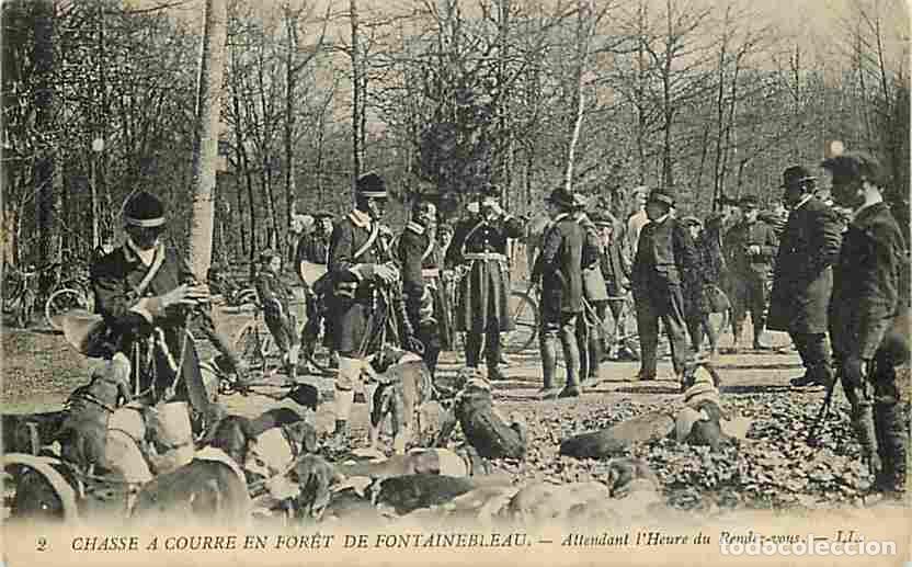 Postkarten: France - 77 - Fontainebleau - Chasse &agrave; Courre en Foret de Fontainebleau - Attendant l'heure du rende
