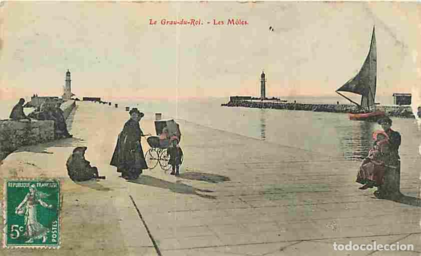 Postkarten: France - 30 - Le Grau du Roi - Les Moles - Anim&eacute;e - Coloris&eacute;e - Bateaux - Voile - CPA - Voir Scans R
