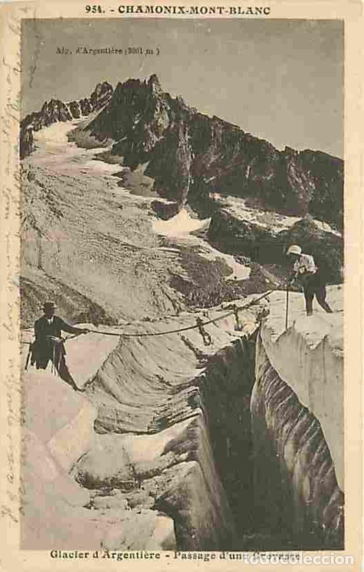 Postkarten: France - 74 - Chamonix - Mont Blanc - Glacier d'Argenti&egrave;re - Passage d'une Crevasse - Anim&eacute;e - CPA -