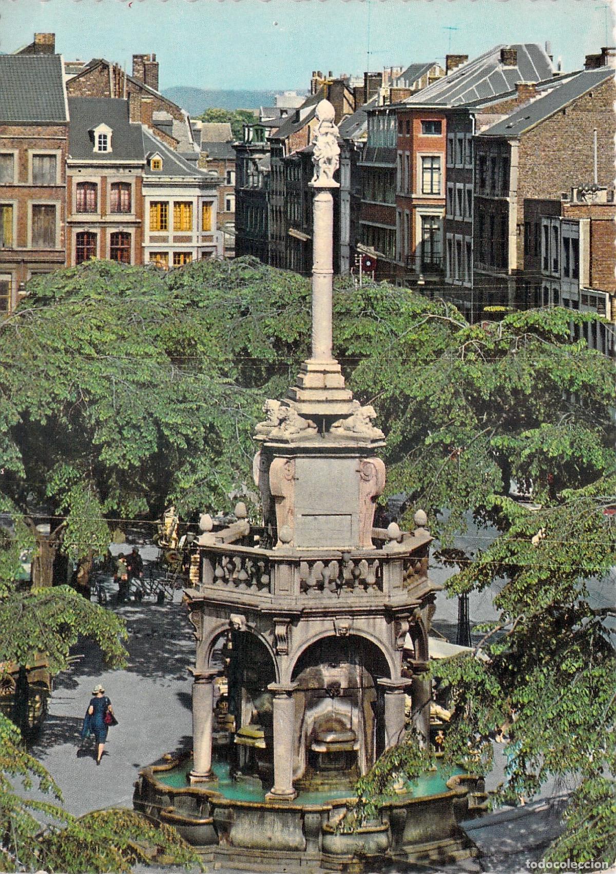 Cartoline: Postal B&eacute;lgica Li&egrave;ge Fuente Le Perron Monumento Hist&oacute;rico Ciudad