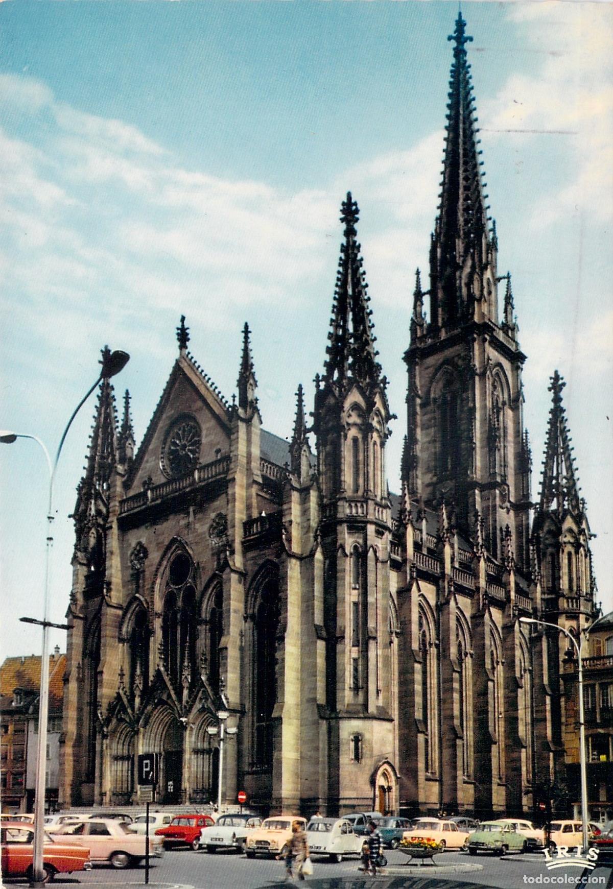 Postais: Postal Mulhouse, Francia - Templo Saint-Etienne (G&oacute;tico) - Vista Urbana 1970