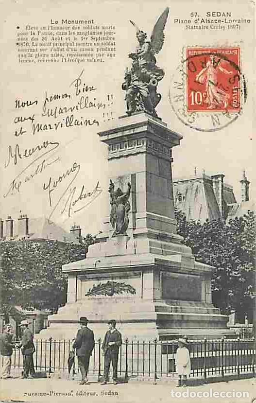 Postales: France - 08 - Sedan - Le Monument aux Morts - Anim&eacute;e - Oblit&eacute;ration ronde de 1911 - Correspondance -