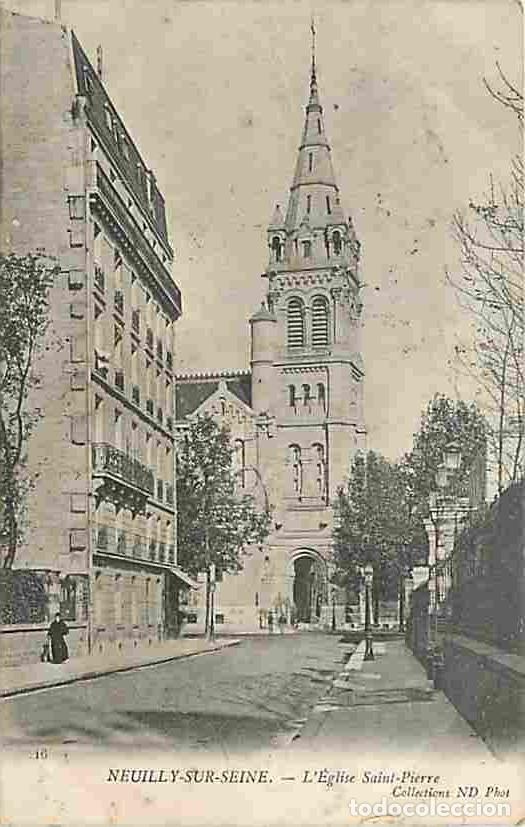 Postales: France - 92 - Neuilly sur Seine - L'Eglise Saint Pierre - Anim&eacute;e - Oblit&eacute;ration ronde de 1904 - Corr