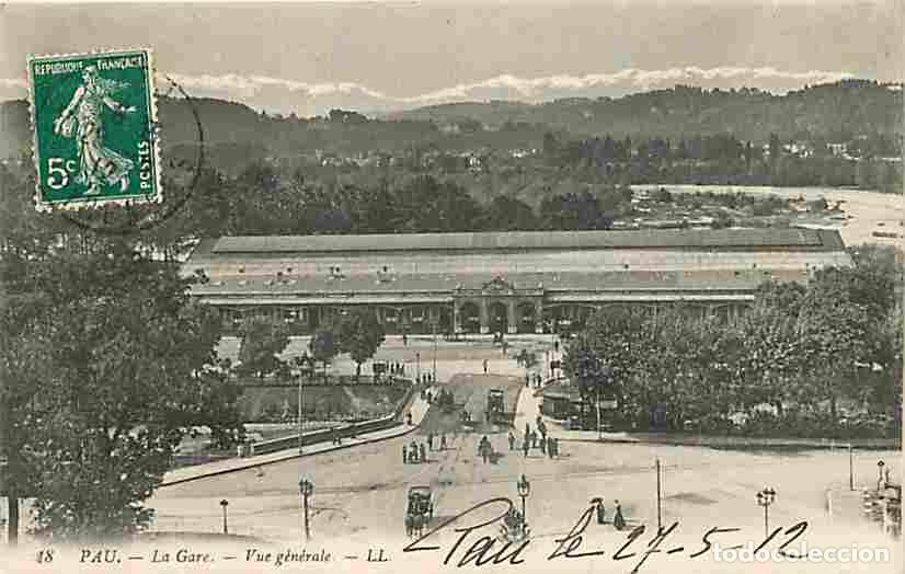 Cartes Postales: France - 64 - Pau - La Gare - Anim&eacute;e - Attelage de Chevaux - Oblit&eacute;ration ronde de 1912 - Tampon Gra