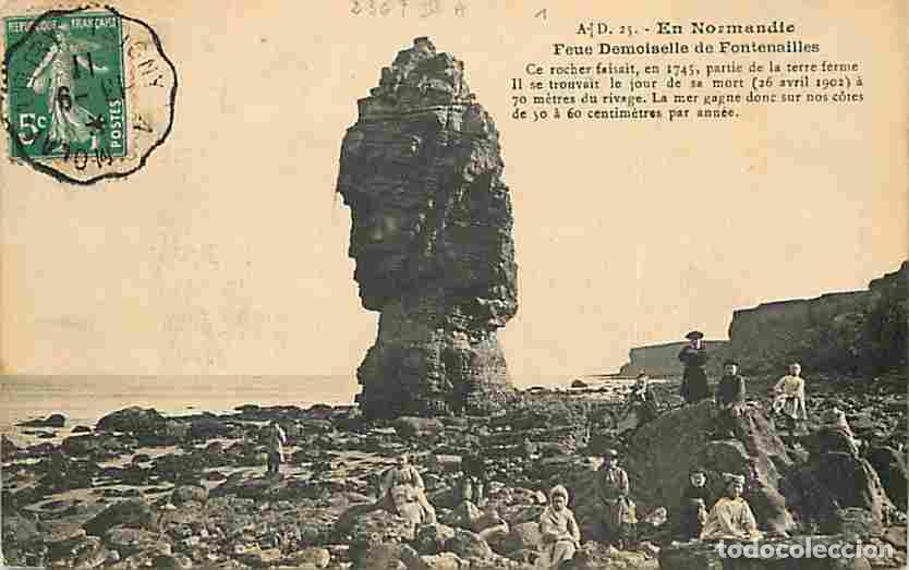 Cartes Postales: France - 14 - Longues sur Mer - Feue demoiselle de Fontenailles - Anim&eacute;e - Oblit&eacute;ration ronde de 191